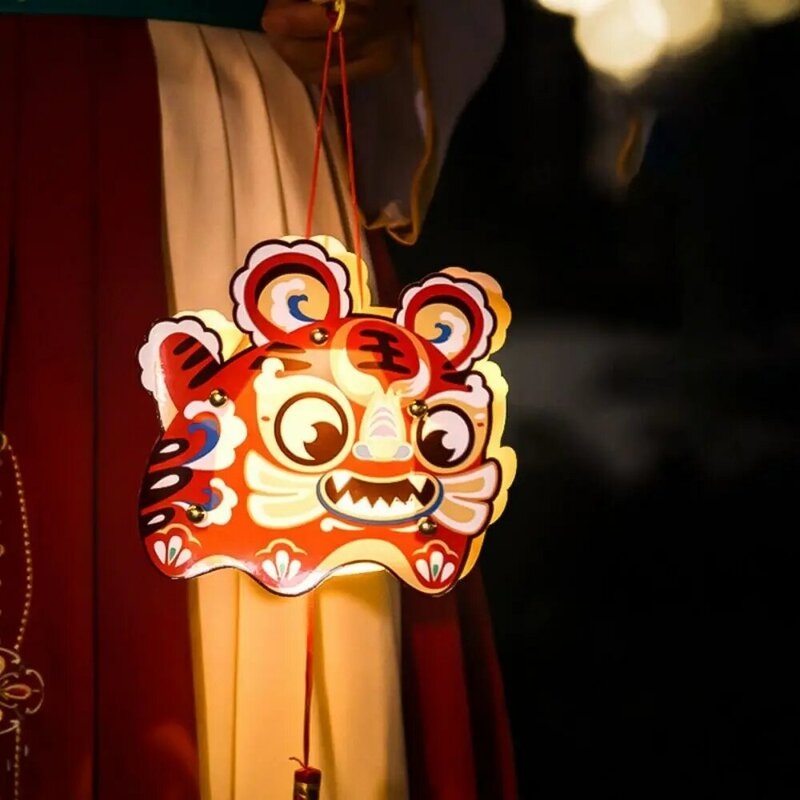 Lanterna de coelho vintage com luz LED, forma de coelho, festival chinês, DIY Mid-Autumn, Papper, chinês