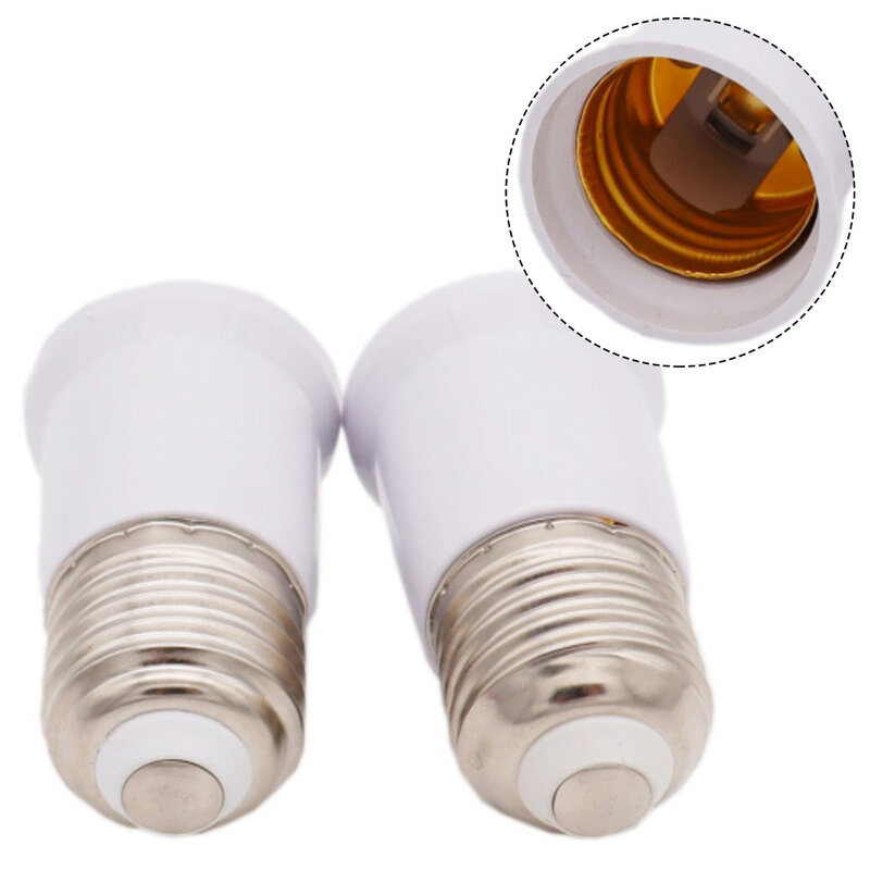 E27 To E27 Extend Socket Base Plastic White 3cm 1.2 Inch Adapter Lamp Holder Converter Light Bulb Socket Extender