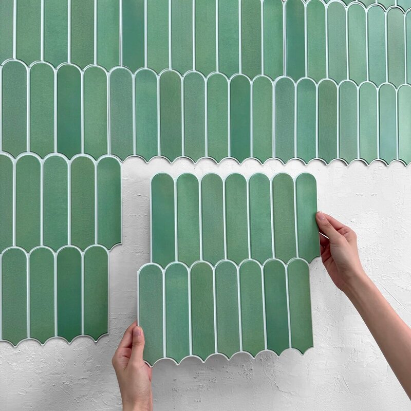 1/10pcs 3D Peel and Stick Green Tile 3D Tile Sticker Bathroom Wall Tile Kitchen Tile Backsplash Self Adhesive Wall Panel 30x30cm