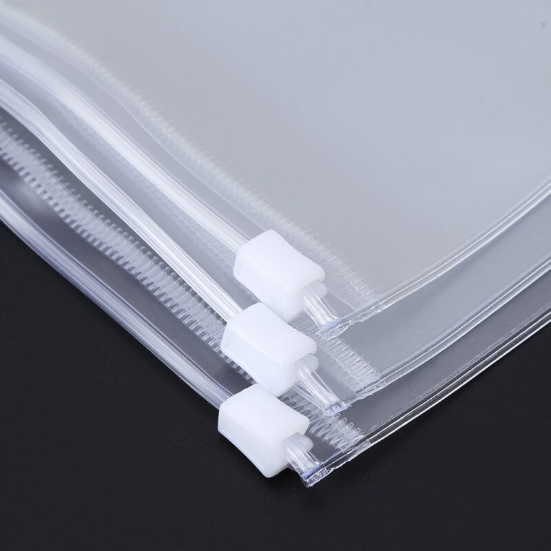 Clear PVC Storage Bag For Notebook Day Planner Zipper Business Cards