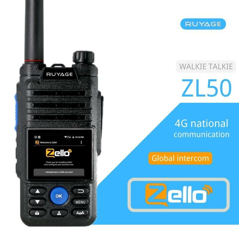 Rádio de ruyage zl50 zello walkie talkie 4g com cartão sim wifi bluetooth de longa distância profesional poderoso em dois sentidos radio100km