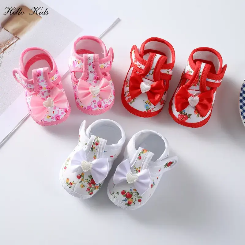 Chaussures en coton à motif de dessin animé pour nouveau-né, sandales de marche à semelle souple, premiers marcheurs pour fille et garçon, 0 à 12 mois