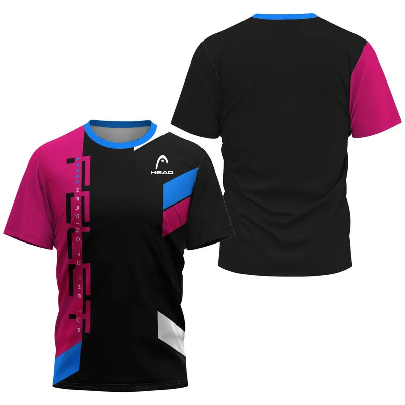 2024 Nieuwe Heren Sport T-Shirt Zomer Vrije Tijd Korte Mouw Hoofd Badminton Tafeltennis Training Ademende Sneldrogende O-hals Top
