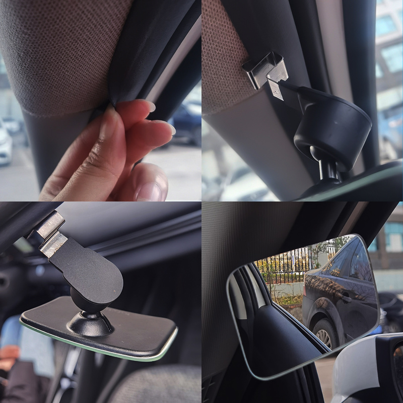 Espelho auxiliar do ponto cego para o carro, ângulo largo de 360 graus, espelho retrovisor convexo interior ajustável, espelho sem aro do estacionamento