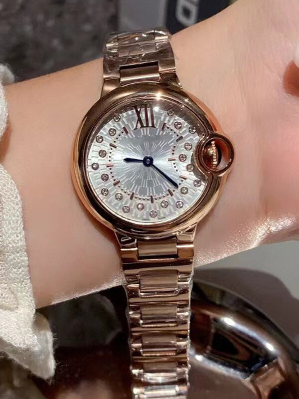 Designer steel diamond case Blue balloon fisheye glass mirror quartz watch 2024 women's new watch fashion luxury watch