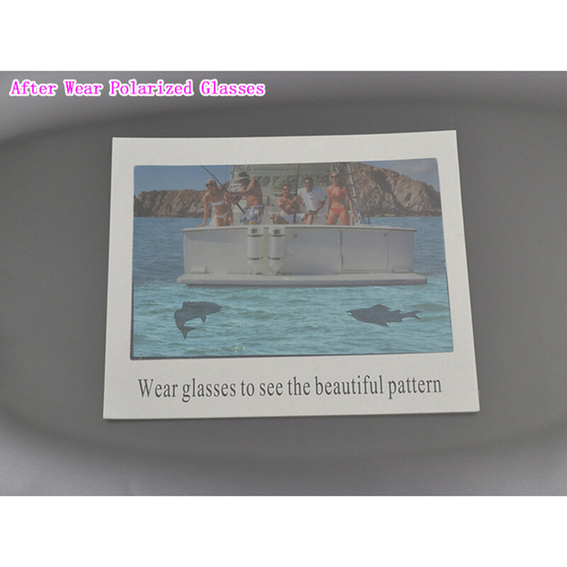 Big Polarized Sunglasses Test Card Check Óculos, Polarized Paper Spectacles, Exame Pintura Decorativa, Tamanho 17x14cm
