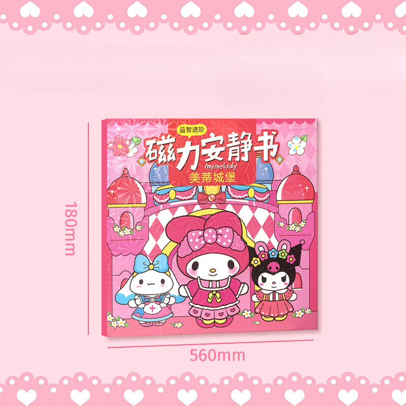 Sanrio Kawaii Magnetic Quiet Book para Crianças, Cinnamoroll, Pompompurin, Kuromi, Corte Livre, Brinquedo Anime Artesanal, Presente de Aniversário