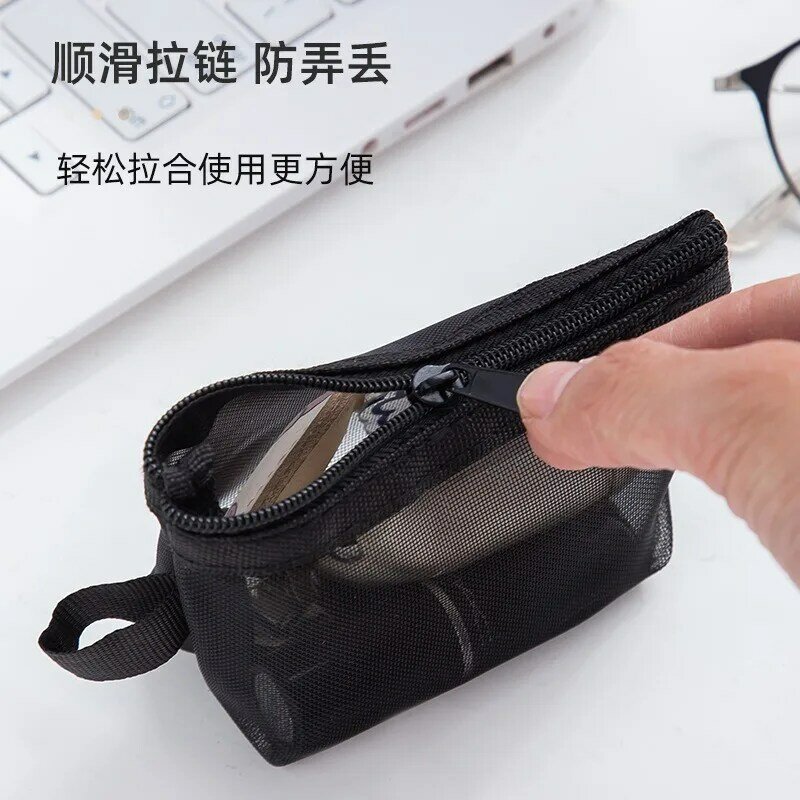 Mini Mesh Travel Zipper Cosmetic Lipstick Card Key Earphone Storage Bag Women Girls Small Coin Purse Wallet Handbags Pouch Bags