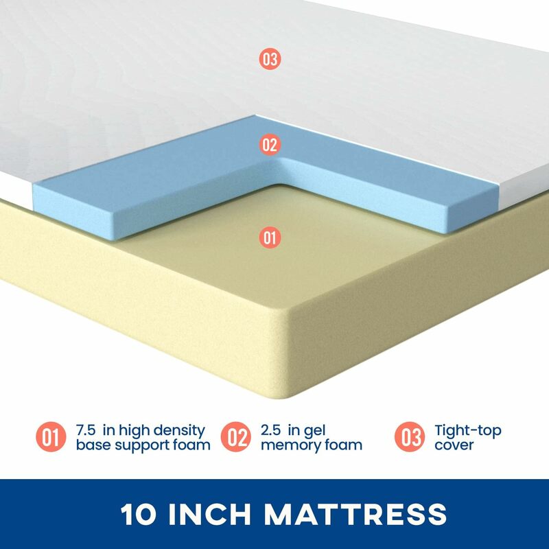 King Mattress 10-inch Gel Memory Foam mattress in Queen Company Mattress for Cool sleep relieves stress