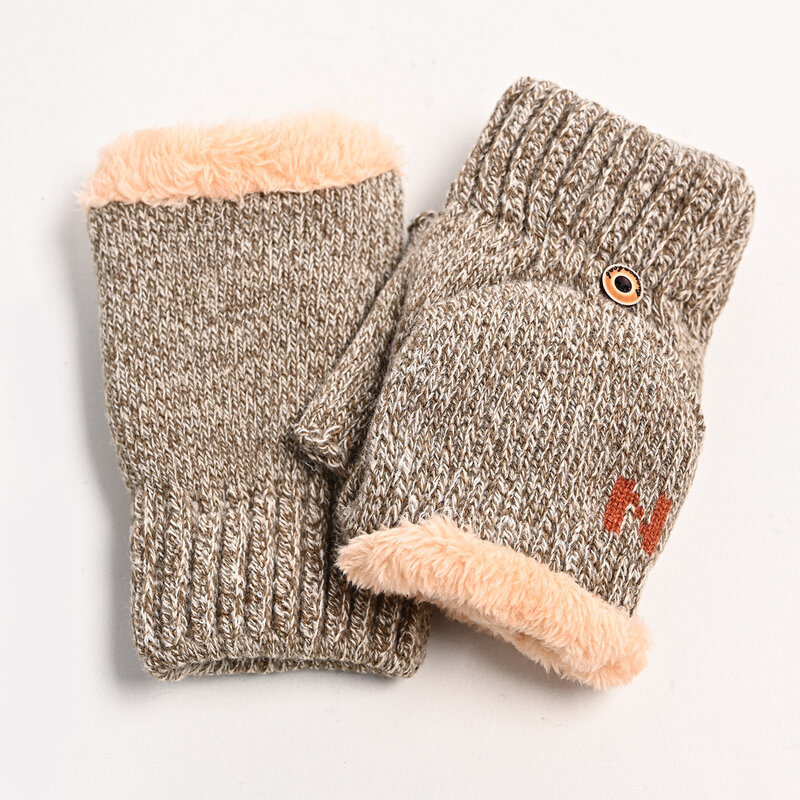 2023 zimowe ciepłe pogrubiające rękawiczki wełniane z dzianiny bez palców odsłoniętym palcem grube rękawiczki bez palców rękawice rękawice damskie