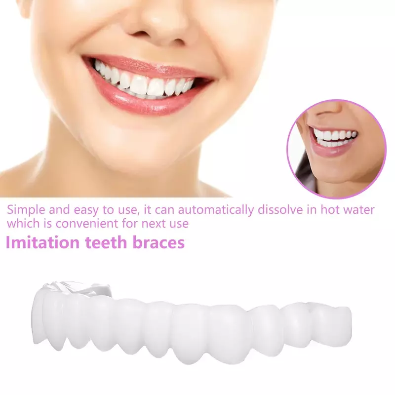 Penutup gigi palsu atas bawah, veneer terang sempurna nyaman sesuai gigi palsu fleksibel pemutih