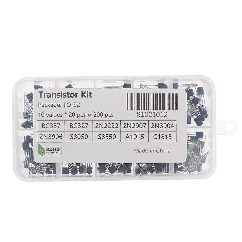 Kit transistor 50-6, 900 buah NPN PNP S8050 S8550 S9012 2N3904 2N3906 C1815 A1015 MJE13001 BC327 BC337 BC517 BC547 BC548 BC549 BC558