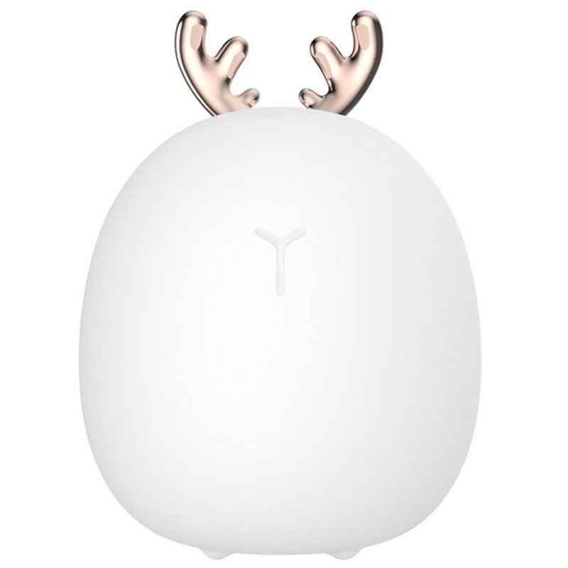 사슴 토끼 LED 야간 조명 실리콘 동물 만화 조도 조절 램프, USB 충전식 어린이 아기 선물, 침대 옆