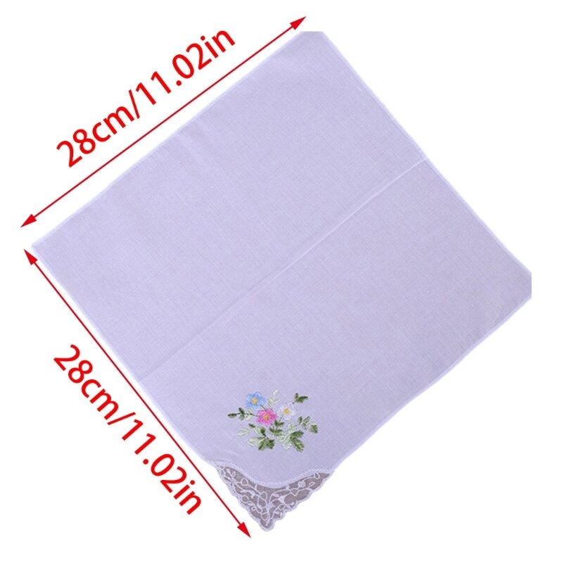 Pocket Hankie Gift for Adult Portable Square Handkerchief Multiuse Embroidery Sweat Wipe Towel Women Accessories