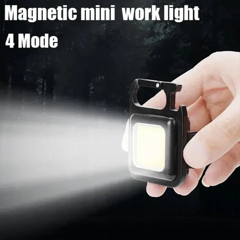 Mini linterna LED de trabajo recargable por USB, llavero brillante portátil, Clip de bolsillo, linterna para exteriores, senderismo, pesca, Camping