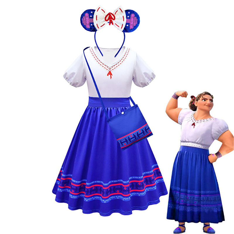 Disney Mirabel Isabela kostium dla dziewczynek księżniczka strój Cosplay Encanto karnawał urodziny wieniec torba na ubrania urok