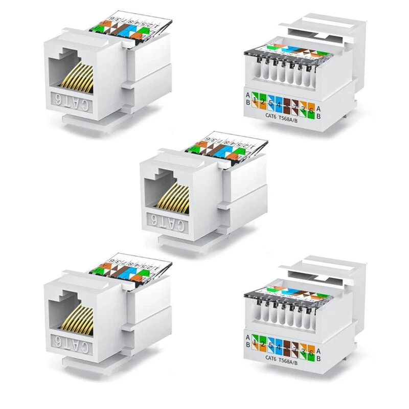 Cat6 RJ45 (8P8C) Unshielded Toolless Keystone Jack connector T568B colour coded wiring terminals No Punch-Down Tool Required