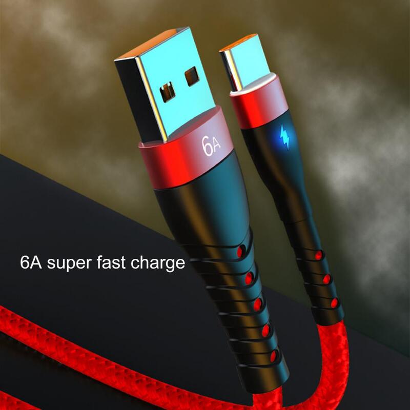 25cm/1m/2m Data Line Stable Output Fast Charging Lightweight 6A Type-C Charging Cable for Cellphone