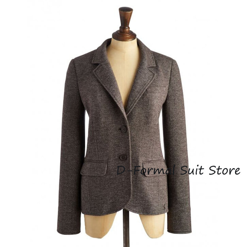 Abrigo Vintage de espiga de Tweed para mujer, Blazer personalizado de un solo pecho, traje Formal ajustado para mujer