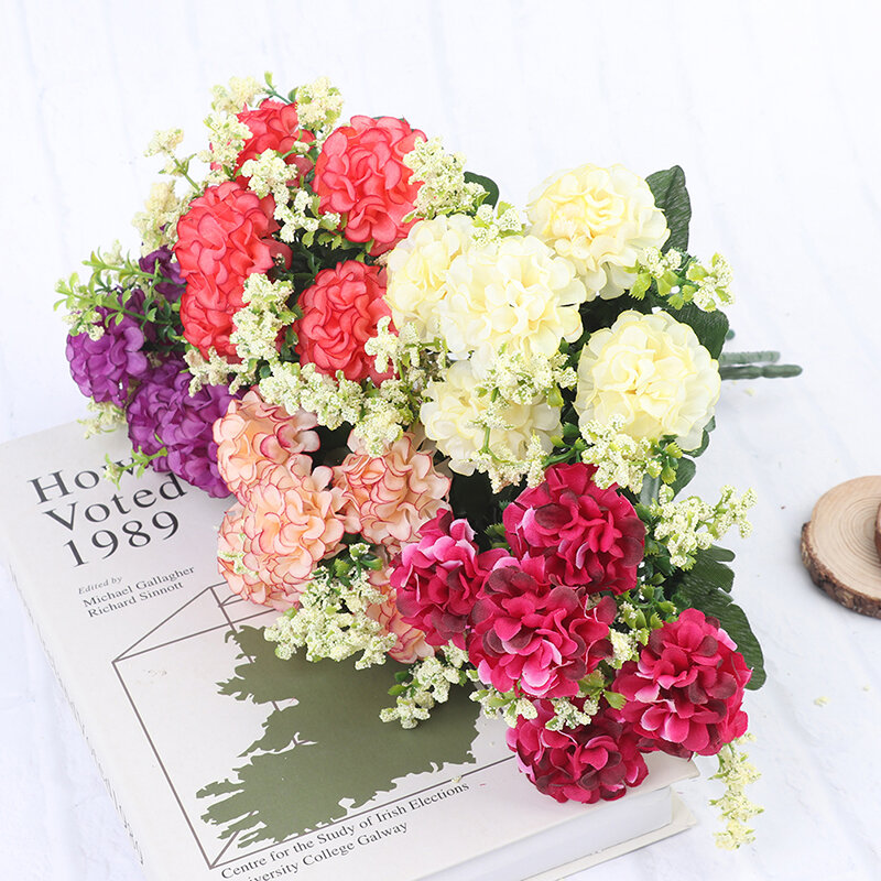 1 букет из 5 цветов гортензии, Шелковый цветок, искусственные цветы, искусственные цветы, роскошный букет, свадебное украшение для дома