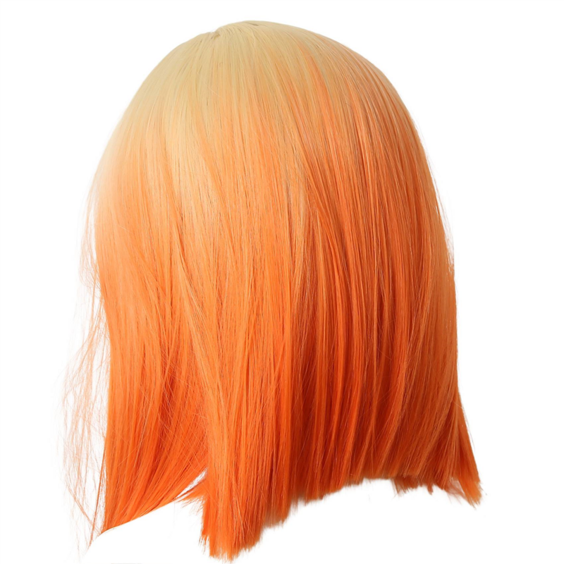 Kleine Spitze kurzes glattes Haar synthetische Faser Perücke Ombre orange Perücke Bob Kopf Perücke für Cosplay Event Dressing Nachtclub