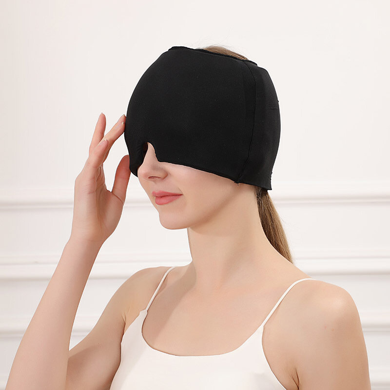 Women Girls Gel Migraine Relief Cap Head Hot Cold Therapy Headache Ice Hat Stress Relax Pain Pack Eye Mask Massage Tool