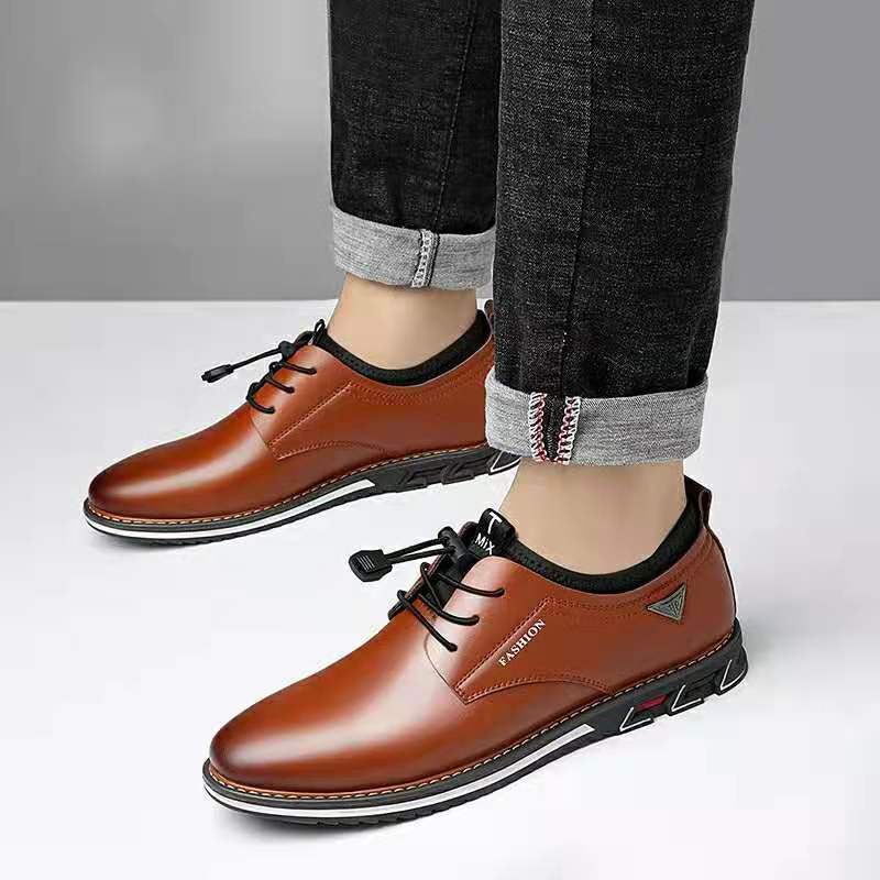 Zapatos informales para hombre, calzado Formal de cuero de vaca, cómodo y bajo, estilo británico, novedad de 2021