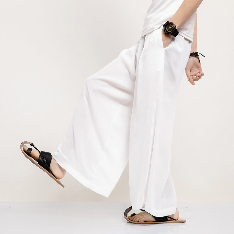 Letnie spodnie z szerokimi nogawkami męskie sportowa, na co dzień spodnie Harlan męskie cienkie spodnie dresowe w jednolitym kolorze męskie spodnie damskie czarno-białe nowa, w stylu Streetwear