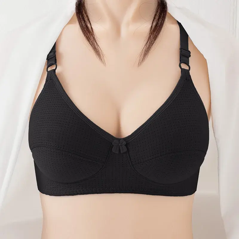 Comfortable breathable cotton thin cup underwear bra simple natural middle-aged and elderly women without underwire