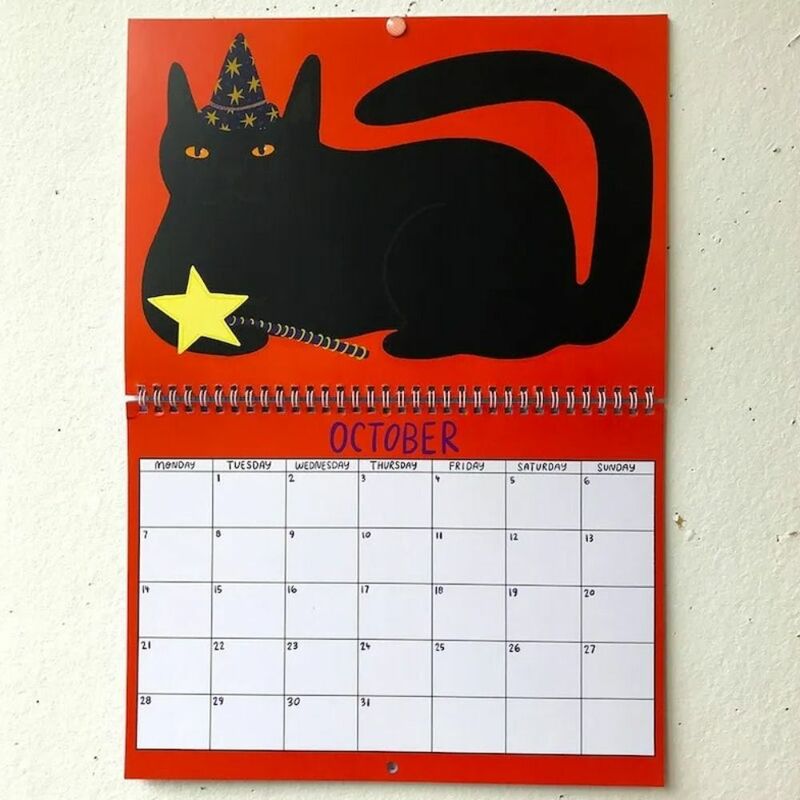 Hadiah Tahun Baru 2024 kalender kucing dekorasi dinding menyenangkan waktu perencanaan kucing aneh kertas kalender 2024 dinding perencana rumah