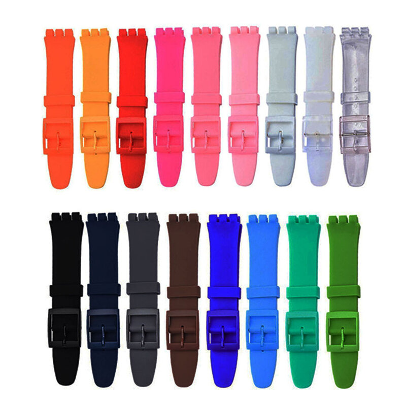16mm 17mm 19mm 20mm Soft Silicone Bracelet Colorful Watchband for Swatch Watch Strap Replacement Watches Accessories with Tool