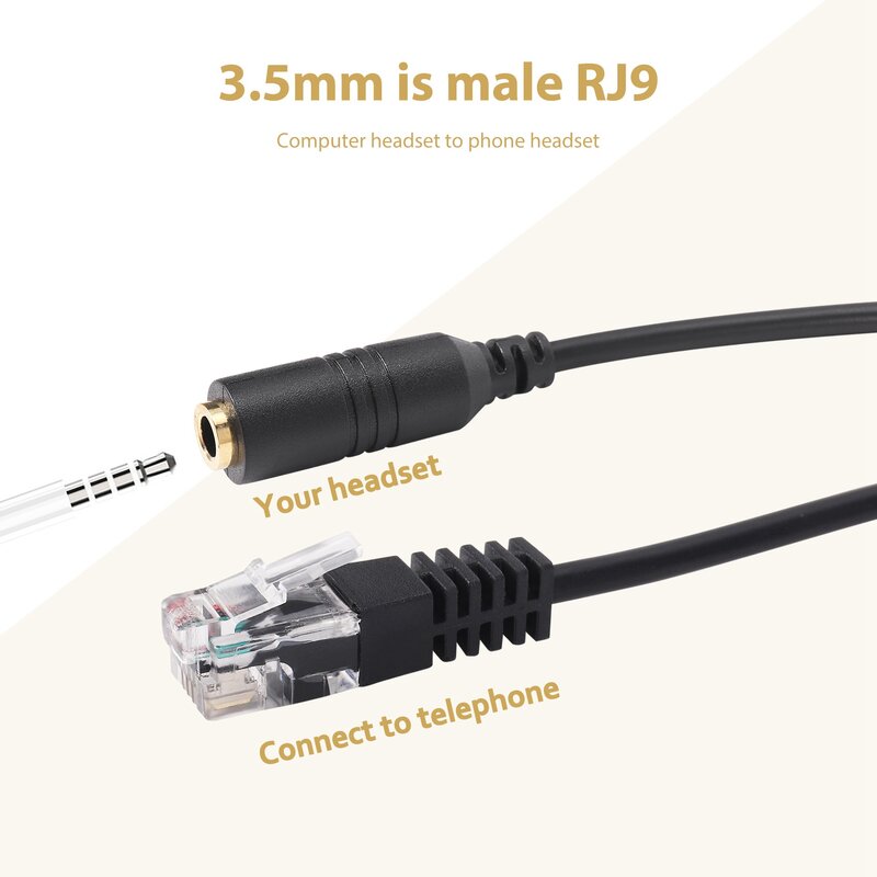 Auriculares de Audio estéreo de 3,5mm a conector Cisco hembra a macho, adaptador de enchufe RJ9, Cable convertidor, 2 uds.