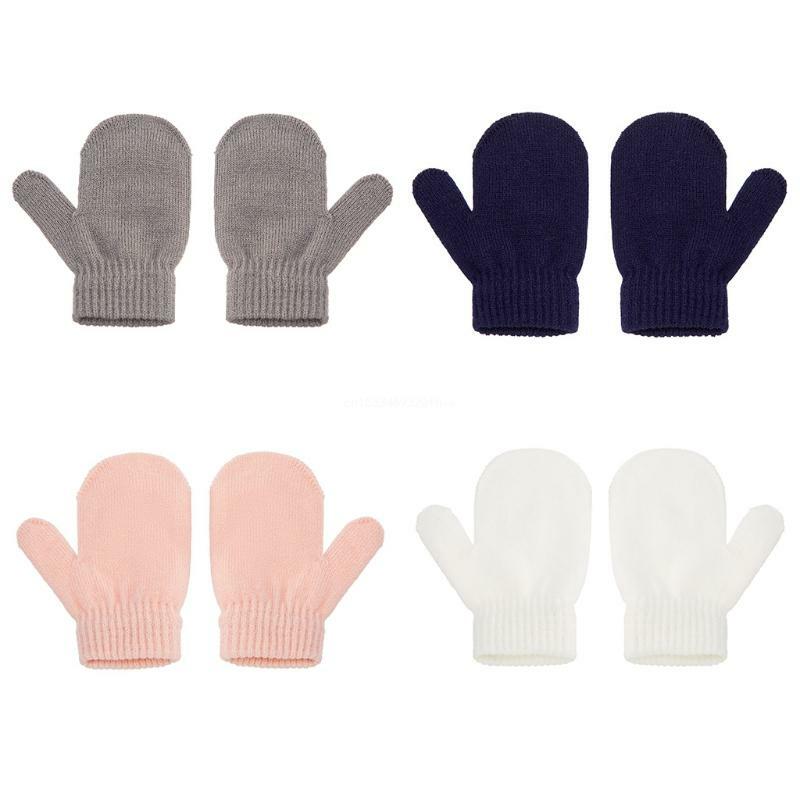 1 paar Winter BabyKids Stricken Fäustlinge Kleinkinder Einfarbig Warme Voll Finger Handschuhe/
