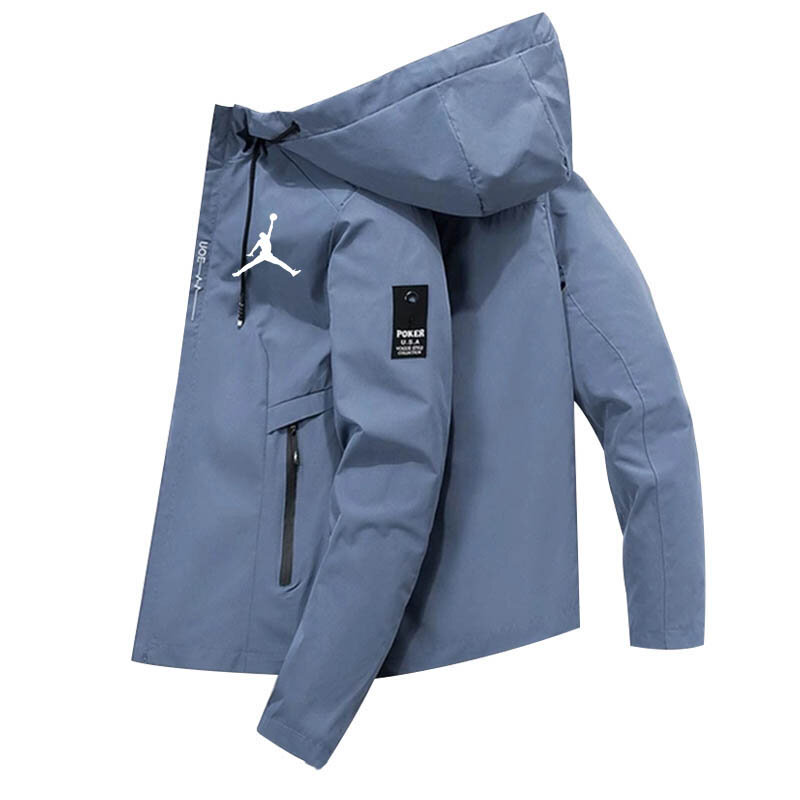 Jaqueta esportiva à prova de vento masculina, jaqueta casual de caminhada, impressão HH, ao ar livre, primavera e outono, nova marca