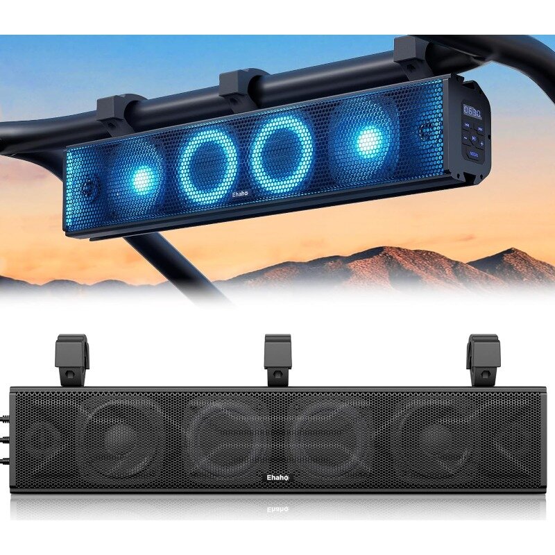 25 Inch UTV Sound Bar, ATV SoundBar Bluetooth with RGB Lighting, Amplified Powersports SXS Sound Bar, Waterproof