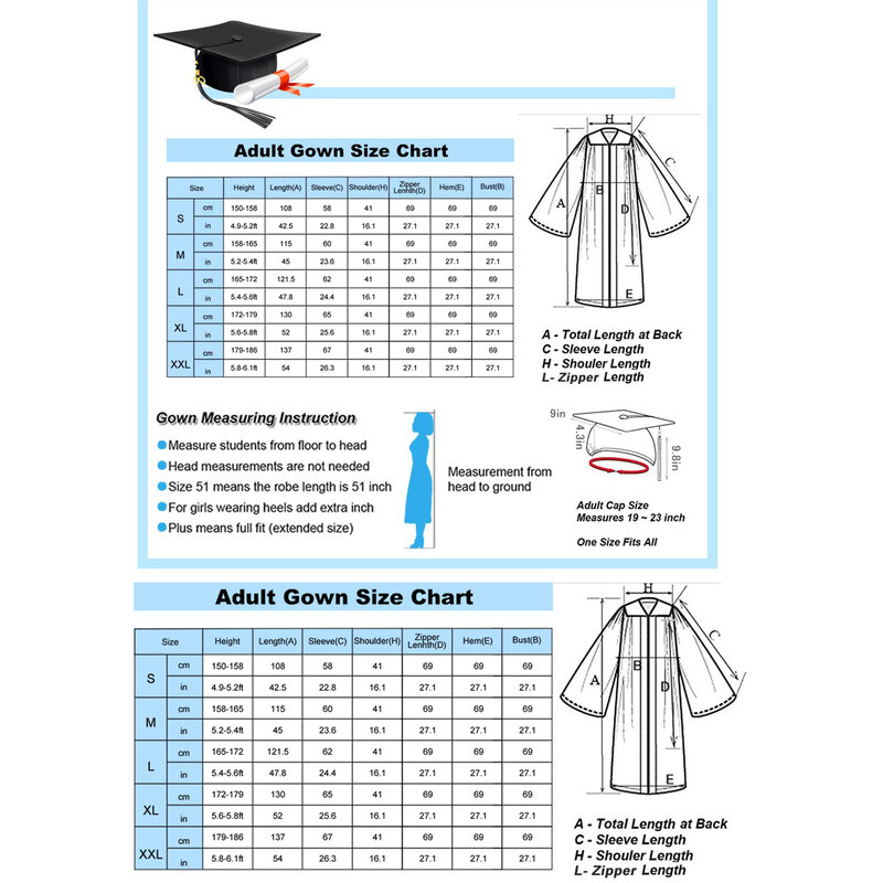 Vestido de graduação unissex com borla, boné, boné, ensino médio, universidade, graduação, cerimônia, 2023