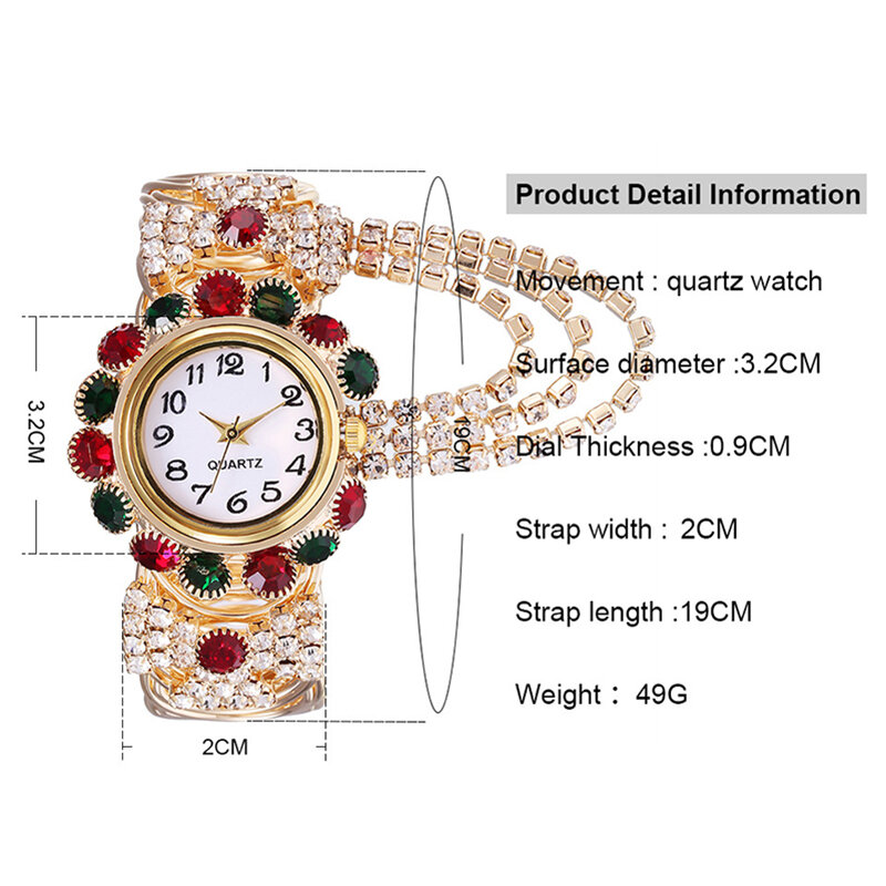 Yikaze นาฬิกาข้อมือควอตซ์ผู้หญิงหรูหราพลอยเทียมเพชรนาฬิกาแฟชั่นผู้หญิงสายเหล็กอัลลอยนาฬิกาลำลองกันน้ำ