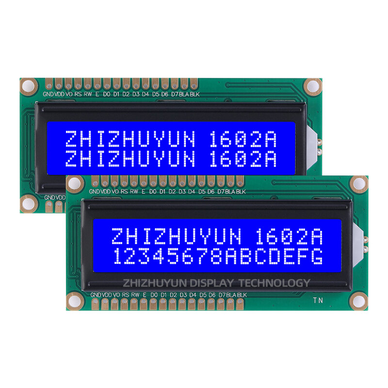 Backlit S-String Dual Row Interface Module, LCD chinês Font Biblioteca, tela de caracteres, BTN Black Mold, 1602A-13