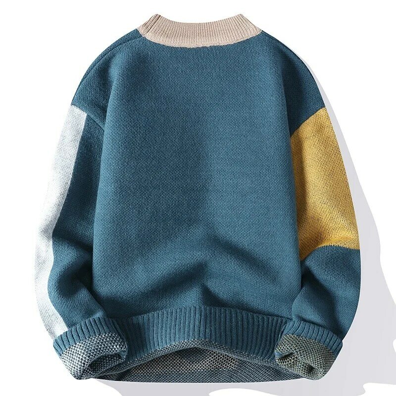 Patchwork nuovo maglione dolcevita coreano da uomo Streetwear 2023 autunno inverno maglioni natalizi da uomo pullover in maglia maschile di alta qualità