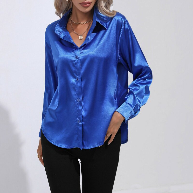 Satin Shirt Silk Top Elegant And Comfortable Long Sleeve Loose Fit Women'S Summer New Fashion Casual Street Button Shirts
