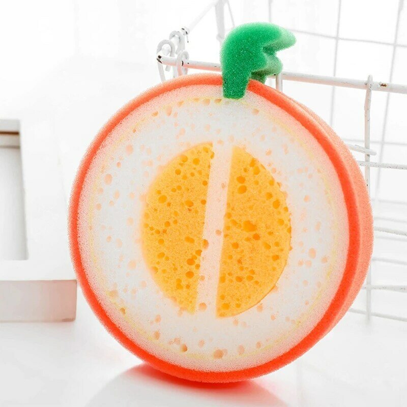 Simpatico scrubber per corpo a forma frutta, morbida spugna da bagno esfoliante per pulizia della doccia