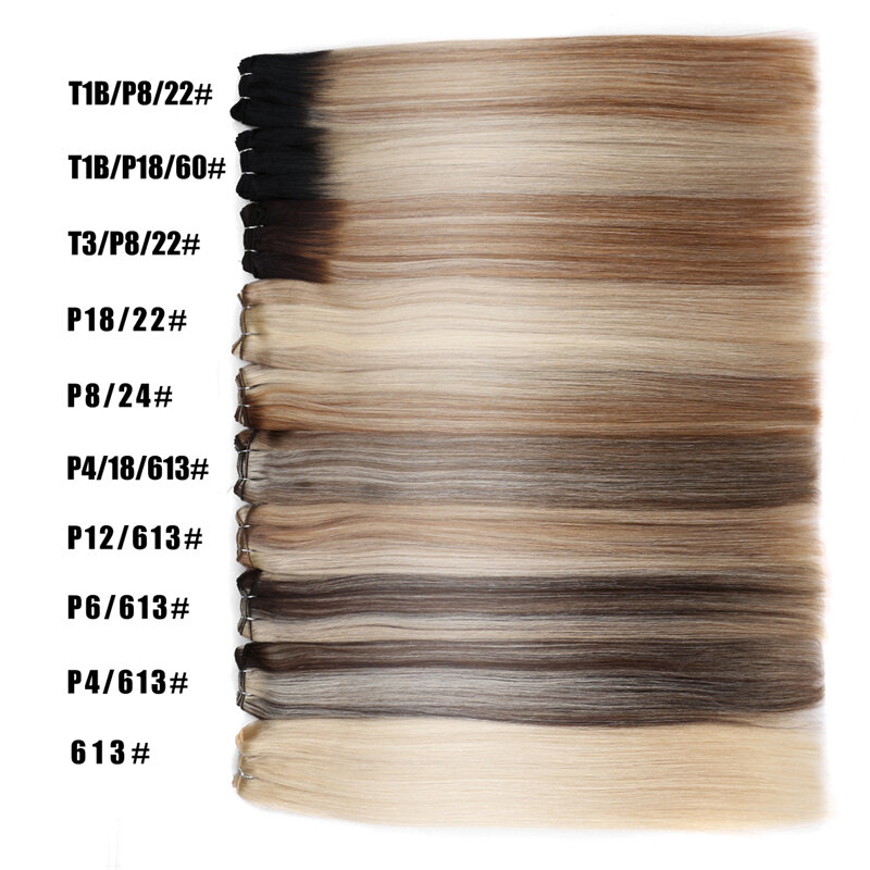 حزم شعر طبيعي مفرودة ، جلد ريمي ، نسيج مزدوج ، وصلات شقراء أومبير ، 100 جرام لكل قطعة ، 16 إلى 28 بوصة