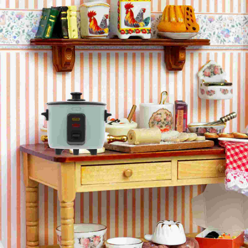 Рисоварка для кукольного домика на завтрак, миниатюрный электрический чайник, декоративный пластиковый аксессуар для мебели