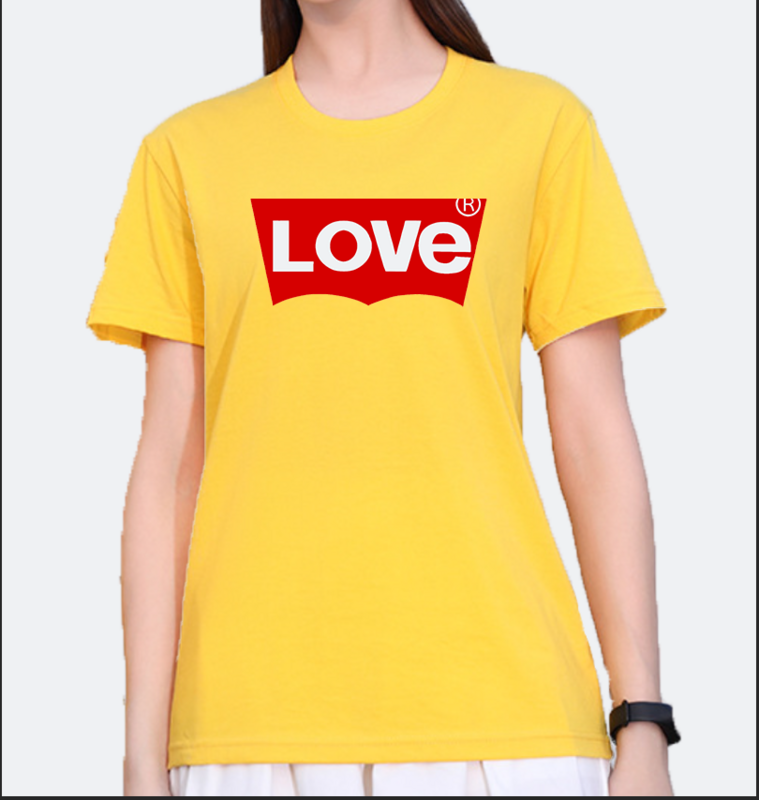 Camiseta de manga curta estampada LOVE para homens e mulheres, tops grandes, roupas de verão, gola redonda, explodido, 100% algodão, novo