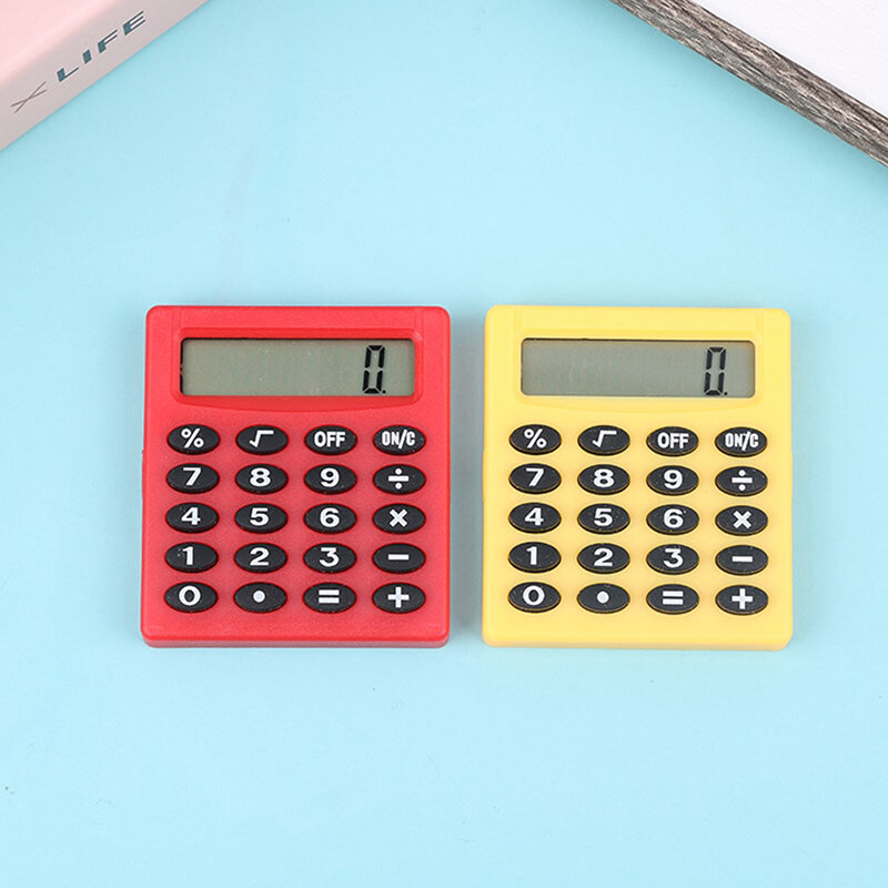 Kalkulator kecil persegi multifungsi, kalkulator plastik elektronik kantor sekolah warna Mini