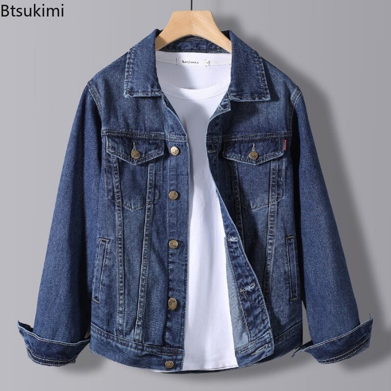 Куртка мужская джинсовая свободного покроя, винтажная модная повседневная, красивая ковбойская верхняя одежда в Корейском стиле, весна 2024