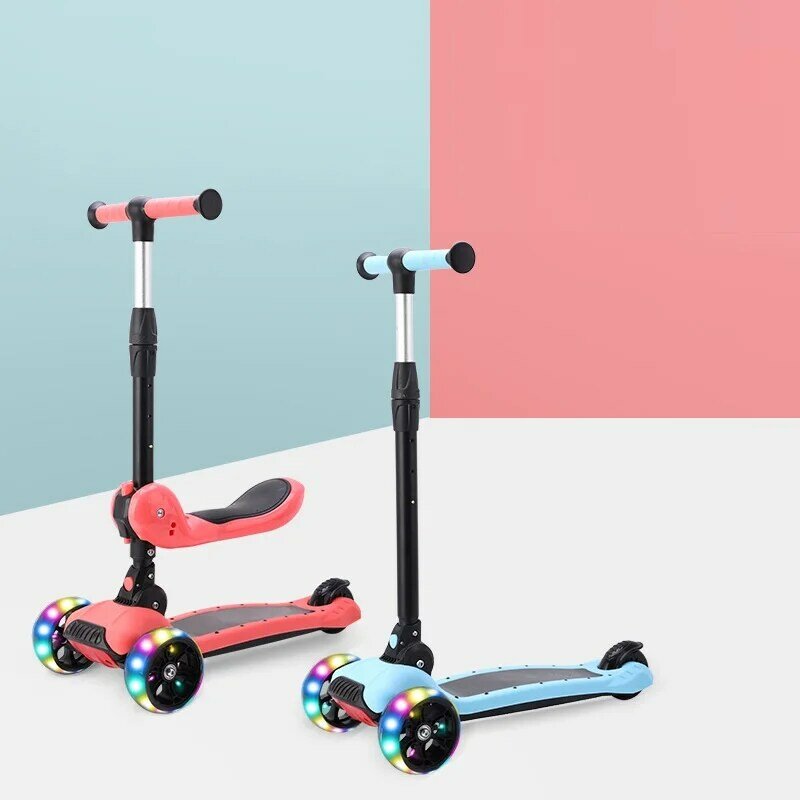 LazyChild 3-6 Years Old Multifunctional Children's Scooter Can Lift With Flash To Make Some Cartoon Children's Folding Scooter