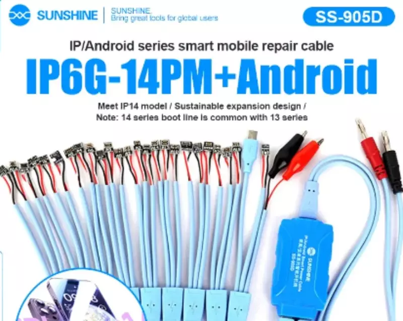 Sunshine SS-905D Nieuwe Telefoon Smart Power Kabel Voor Iphone 6G -14 Pro Max Samsung Huawei Aan/Uit Dc Voeding Stroom Test