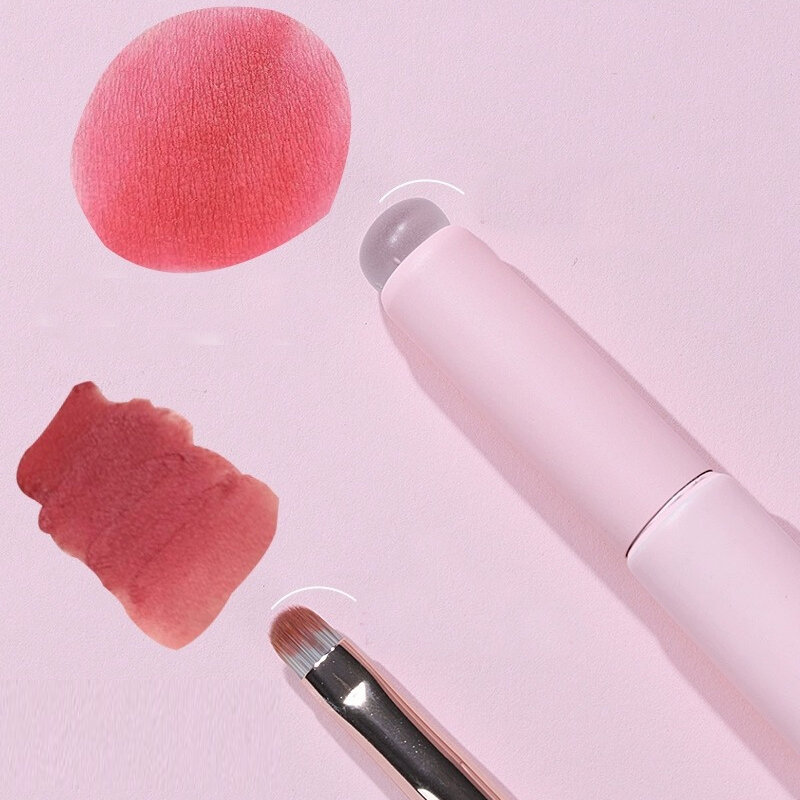Silicone Lip Brush com tampa, angular corretivo escovas, Lip Balm, Lip Gloss, cabeça redonda, Make Up Brushes, Upgrade