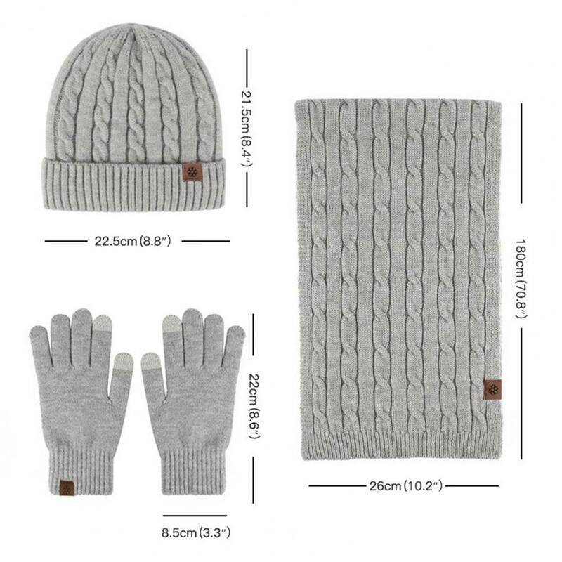 Conjunto de guantes de bufanda de sombrero, accesorios de invierno acogedores, guantes de bufanda de sombrero cálidos para Unisex, elásticos, antideslizantes, a prueba de viento para exteriores